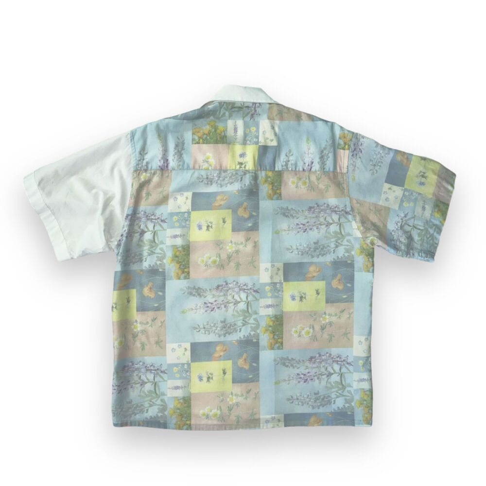 John Elliott Floral Print Camp Shirt in Super Bloom Grid Short Sleeve Sz 2 M - Picture 2 of 11